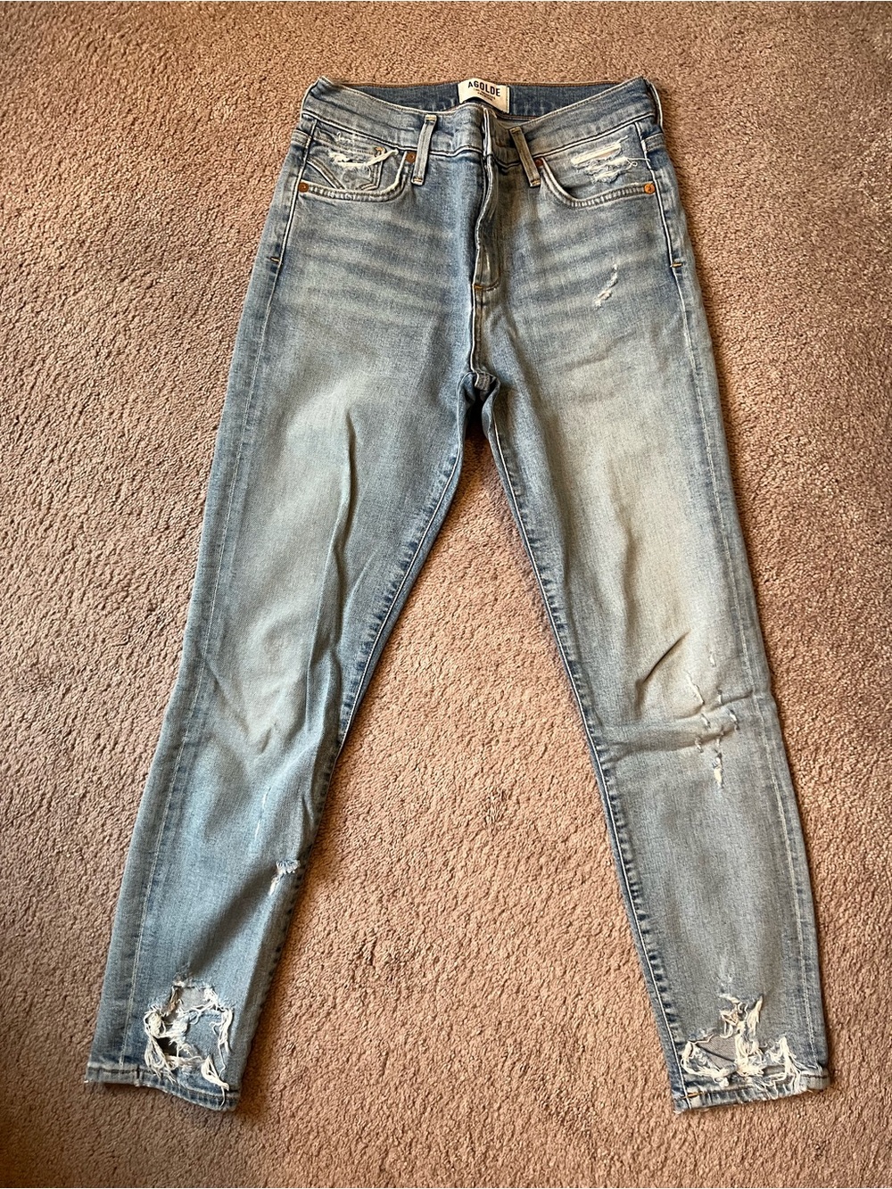 Agolde Light Blue Distressed Skinny Jeans - Women